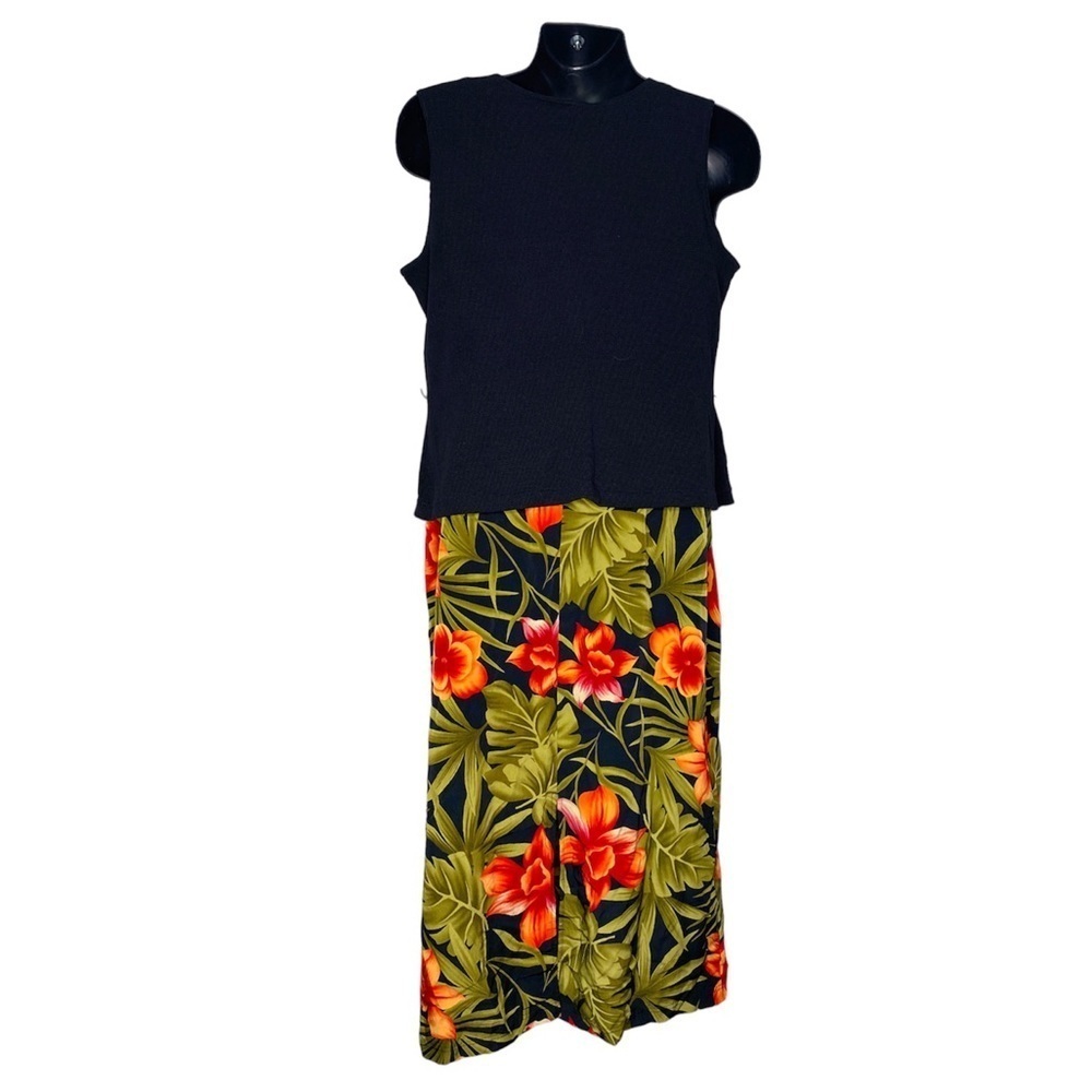 Expressions Tropical Floral 2 Piece Maxi Dress (Size: 18, Color: Black/Multi) - Picture 2 of 3
